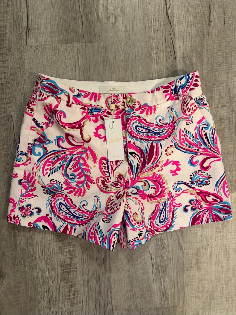 Lilly Pulitzer Pink Blue Paisley High-Waist Shorts